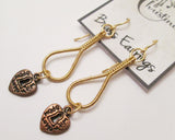 Brass Wire Woven "Made With Love" Charm Earrings