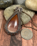 Oxidized Copper Wire Woven Royal Imperial Jasper Pendant - Handmade By Christina