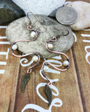 Handmade Oxidized Copper Made to Order Wire Wrapped Wavy Dangling Earrings Jewelry