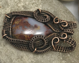 Oxidized Copper Wire Woven Morocco Seam Agate Pendant