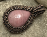 Handcrafted Oxidized Copper Wire Woven Pink Thulite Pendant Necklace